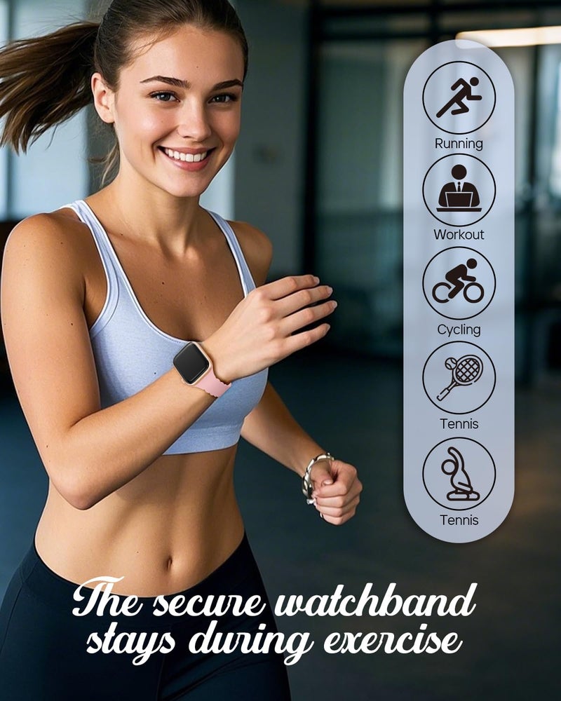 Sunnywoo Lace Sport Silicone Band Compatible with Apple Watch 38mm 40mm 41mm 42mm 44mm 45mm 46mm 49mm for Women, Soft Wristband Waterproof Replacement for iWatch Series Ultra 10 9 8 SE 7 6 5 4 3 2 1 - Image 4