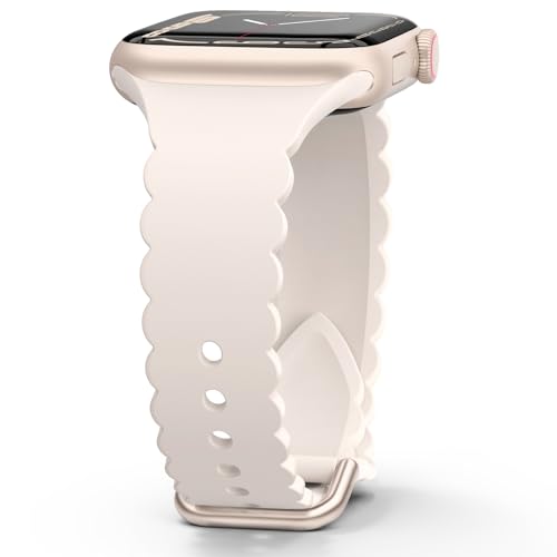 Sunnywoo Lace Sport Silicone Band Compatible with Apple Watch 38mm 40mm 41mm 42mm 44mm 45mm 46mm 49mm for Women, Soft Wristband Waterproof Replacement for iWatch Series Ultra 10 9 8 SE 7 6 5 4 3 2 1 - Image 1