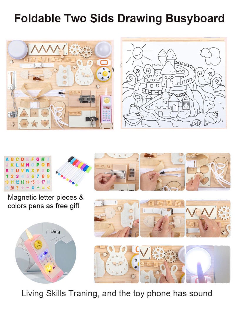 cuqup Montessori Busy Board ALL in ONE Wooden Sensory Toys for Toddlers Activity Boards Children Aged 2-6 - Image 2