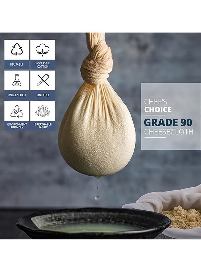 هابي دي 1 قطعة من القماش القطني ، الصف 90 - للطبخ ، التصفية ، صنع الجبن ، القهوة الباردة ، شاش غير مبيض 100٪ قابل لإعادة الاستخدام ، أقمشة جبنة من القطن الخالص فائقة النعومة (50 * 50 سم) - Image 1
