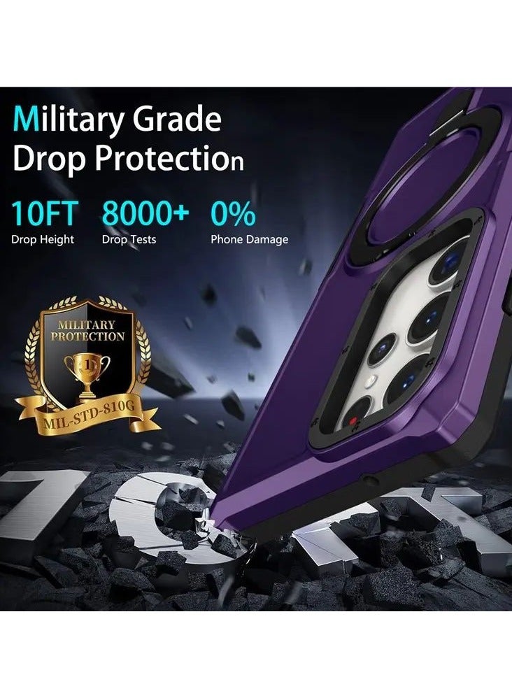 كولور فانس غطاء مغناطيسي لهاتف سامسونج جالاكسي إس23 ألترا مع حامل حلقي وحماية العدسة - أرجواني داكن - Image 2