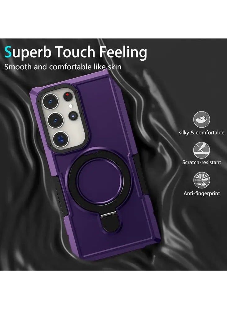 كولور فانس غطاء مغناطيسي لهاتف سامسونج جالاكسي إس23 ألترا مع حامل حلقي وحماية العدسة - أرجواني داكن - Image 3