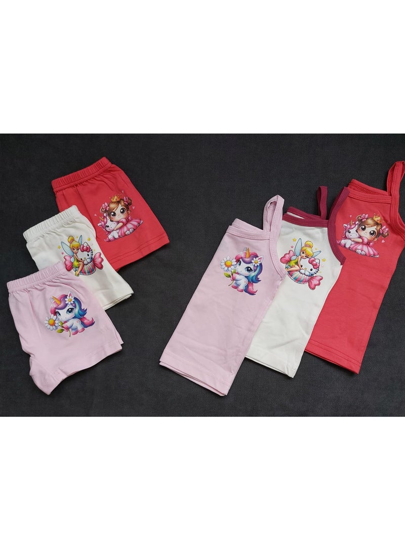 فانيلا 3 طقم بناتي توب وهوت شورت - Image 2