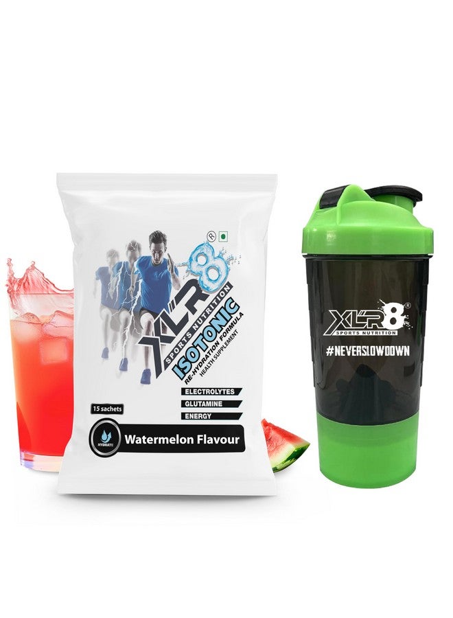 XLR8 Electrolytes Powder | Energy Drink Hydration Powder - Watermelon, 300g & Shaker | Isotonic Gym Workout & Endurance Supplement - Image 1