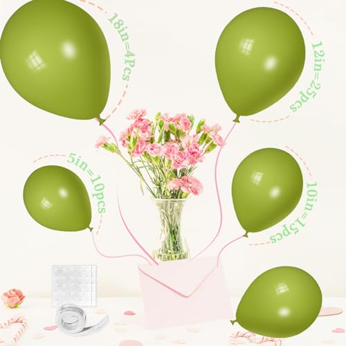 SCMDOTI Green Balloons Different Sizes Scmdoti Teender Green Balloons 18 12 10 5 Inches Greens Balloon Garland Arch for Wild One Party Birthday Baby Shower Bridal Shower Wedding DecorationsTenderGreen - Image 5