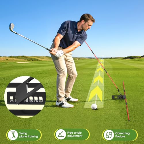 AugFir Golf Alignment Sticks Holder, Angle Adjustable Golf Training Aid, Weighted Golf Swing Trainer with Metal Sticks Practice Teaching Aid for Aiming, Putting, Swing - Image 5