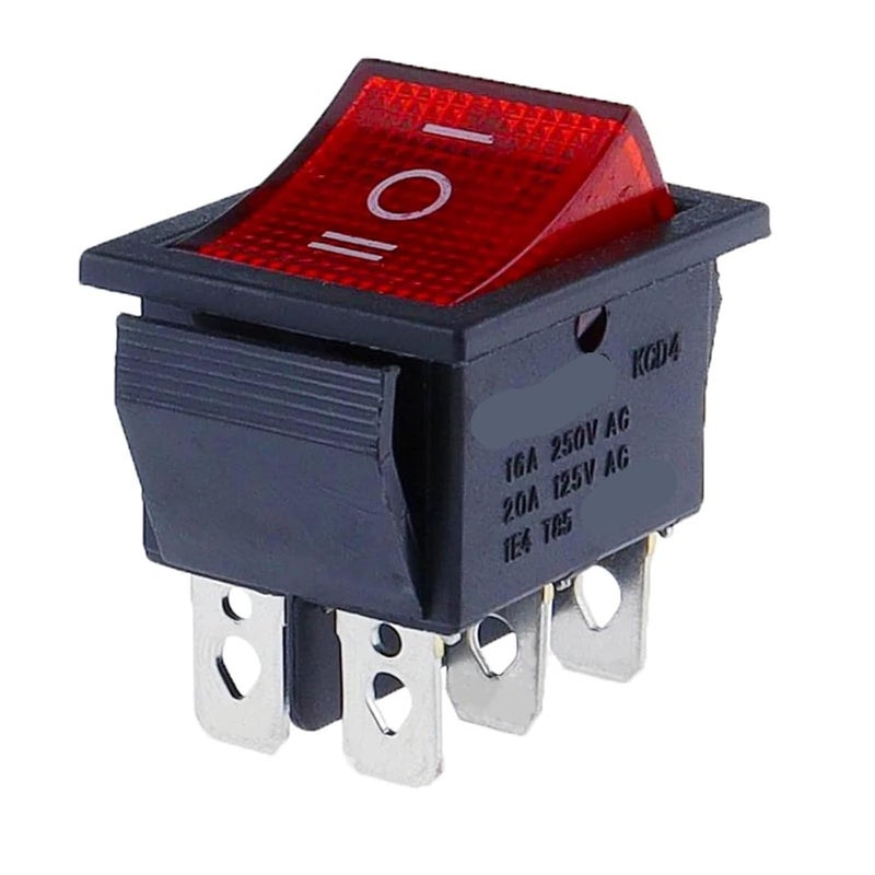 مفتاح الطاقة الأحمر ذو الرافعة ON Off ON بثلاثة أوضاع 16A 250VAC 20A 125VAC - Image 1