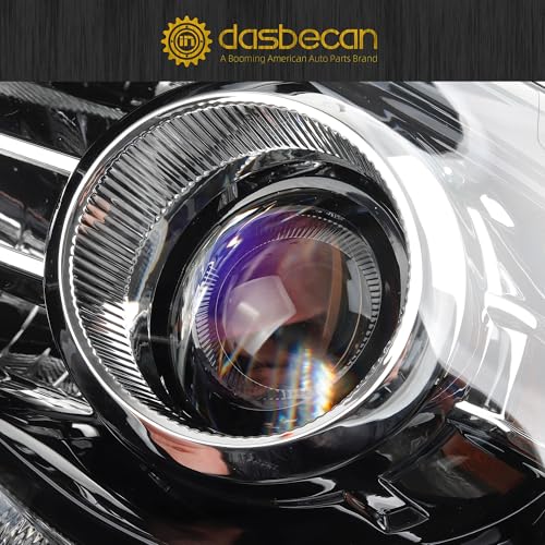 Dasbecan مصابيح أمامية هالوجين مع بروجيكتور من داسبيكان مع إشارة LED DRL متوافقة مع دودج رام 1500 2500 3500 2013-2018 مجموعة مصابيح الجانب الأيمن للراكب مع هيكل أسود وعاكس كهرماني مع لمبات - Image 3