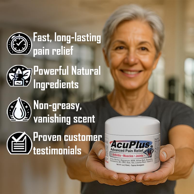 AcuPlus - Advanced Pain Relief Topical Anti Inflammatory Cream to Soothe Muscle & Joint Pain - Arthritis, Bursitis, & Tendonitis - Fast-Acting Formula with Natural Ingredients - 4 oz. - Image 3