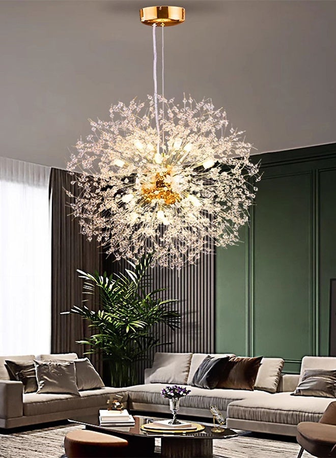 12 Head Gold Dandelion Crystal Ceiling Lamp G9 LED 3000K Living Room Bedroom Dining Room Lamps - Image 1
