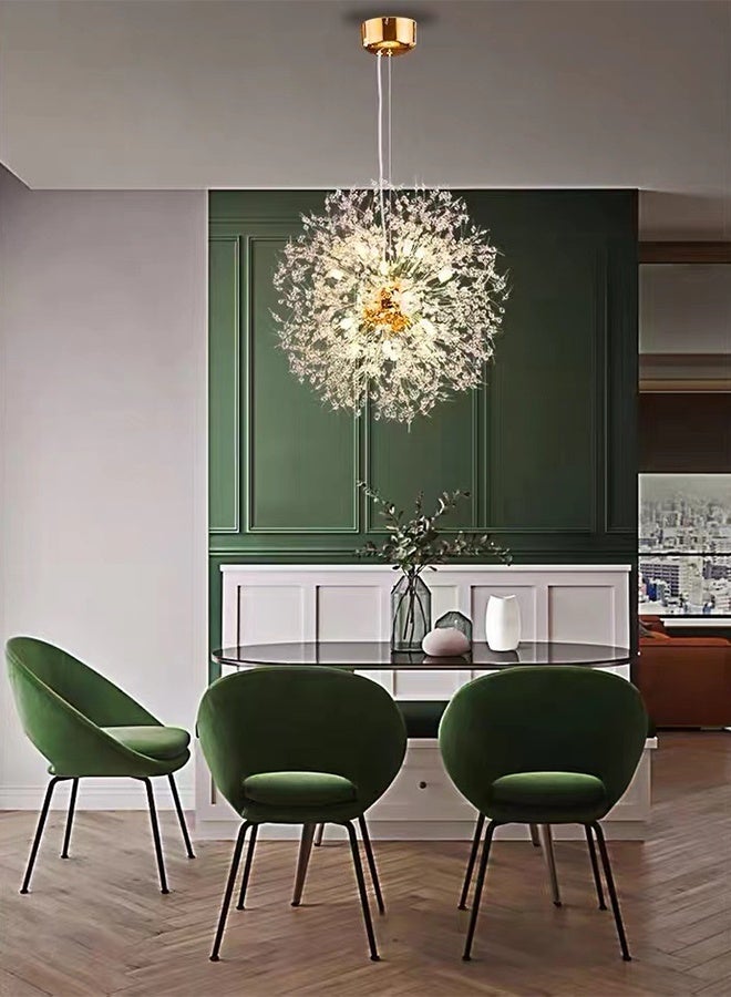 12 Head Gold Dandelion Crystal Ceiling Lamp G9 LED 3000K Living Room Bedroom Dining Room Lamps - Image 2