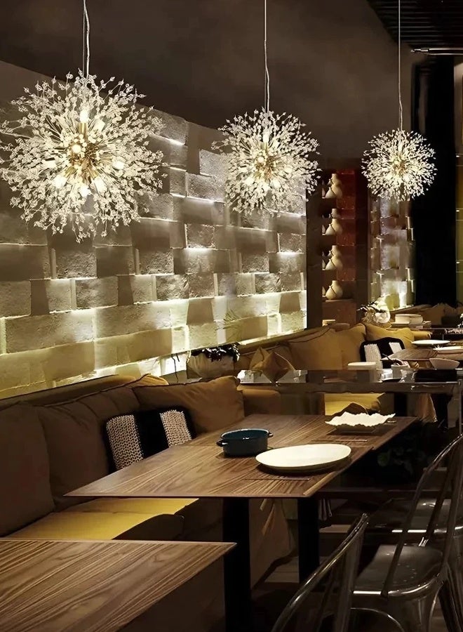12 Head Gold Dandelion Crystal Ceiling Lamp G9 LED 3000K Living Room Bedroom Dining Room Lamps - Image 3