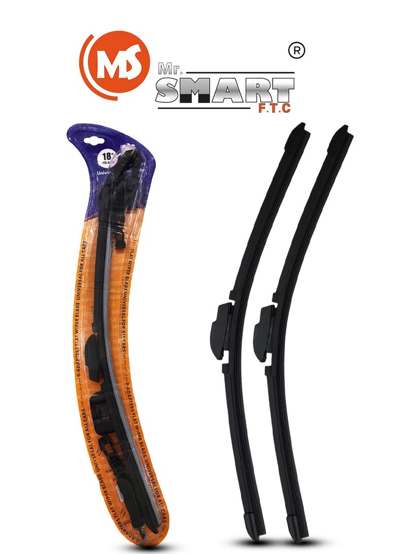 مستر سمارت شفرات مساحات الزجاج الأمامي العالمية ذات 9 مشابك، تصميم زجاجي مقاوم للخدش، مجموعة من قطعتين - Image 1