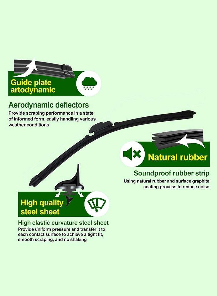 مستر سمارت شفرات مساحات الزجاج الأمامي العالمية ذات 9 مشابك، تصميم زجاجي مقاوم للخدش، مجموعة من قطعتين - Image 2