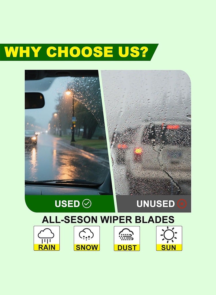 مستر سمارت شفرات مساحات الزجاج الأمامي العالمية ذات 9 مشابك، تصميم زجاجي مقاوم للخدش، مجموعة من قطعتين - Image 4