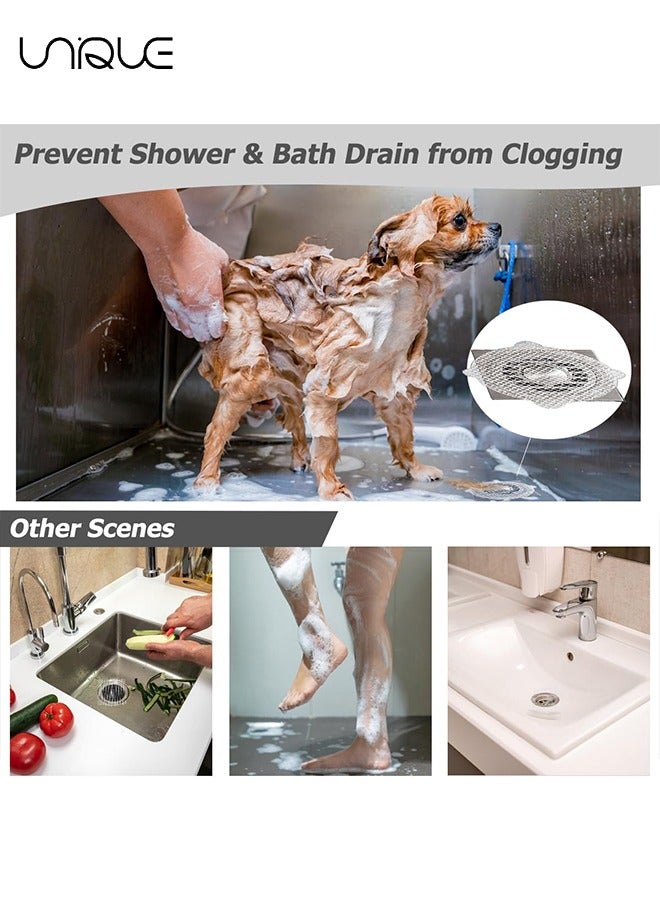 Unique 20 Pcs Disposable Shower Drain Hair Catcher Stickers - Shower Drain Dog Hair Catcher Cover Suit for Showers - Bathroom/Bathtub/Kitchen Mesh Stickers - Mesh Filter Sink Strainer Sticker - Image 5