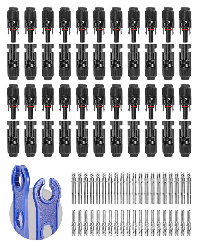BougeRV 44PCS Solar Connector with Spanners IP67 Waterproof Solar Panel Cable Connectors Male/Female 22Pairs(10AWG) - Image 1