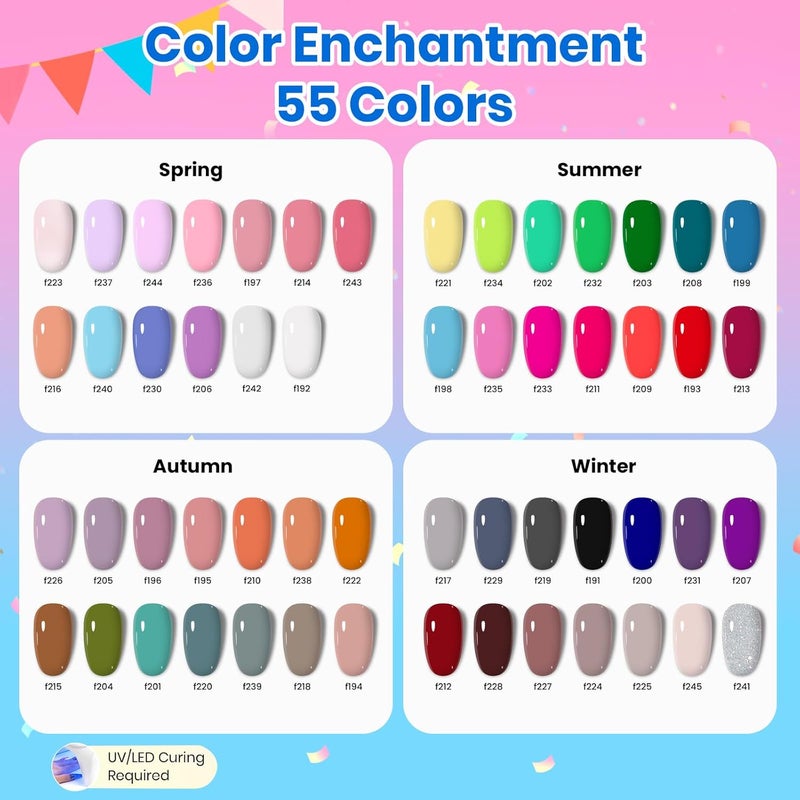 beetles Gel Polish Beetles Gel Nail Polish Kit with U V Light - 80Pcs Color Enchantment 55 Colors Gel Polish Starter Kit with Base Top Coat DIY Nails Supply Stickers Manicure Tools Christmas Gift for Women Teens Girls Gulf approved global quality - Image 3