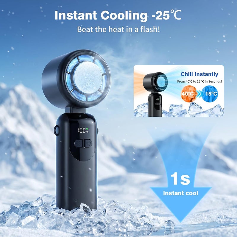 Morelax Handheld Portable Turbo Fan with Ice Cooler,Cooling Plate with 1 Second Cooling Sensation,Speed (1-100) Rechargeable Personal Fan,Neck/Tabletop, Hand Held/desktop,Small Portable Travel Fan - Image 5