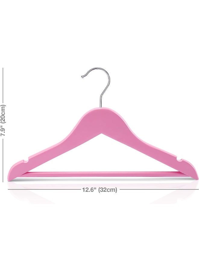 HOUSE DAY 20 Pack Pink Colour Children's Wooden Clothes Hangers, Space Saving, 360° Rotating Hook, Non-Slip, for Coats, Suits, Trousers and Jackets - Image 2