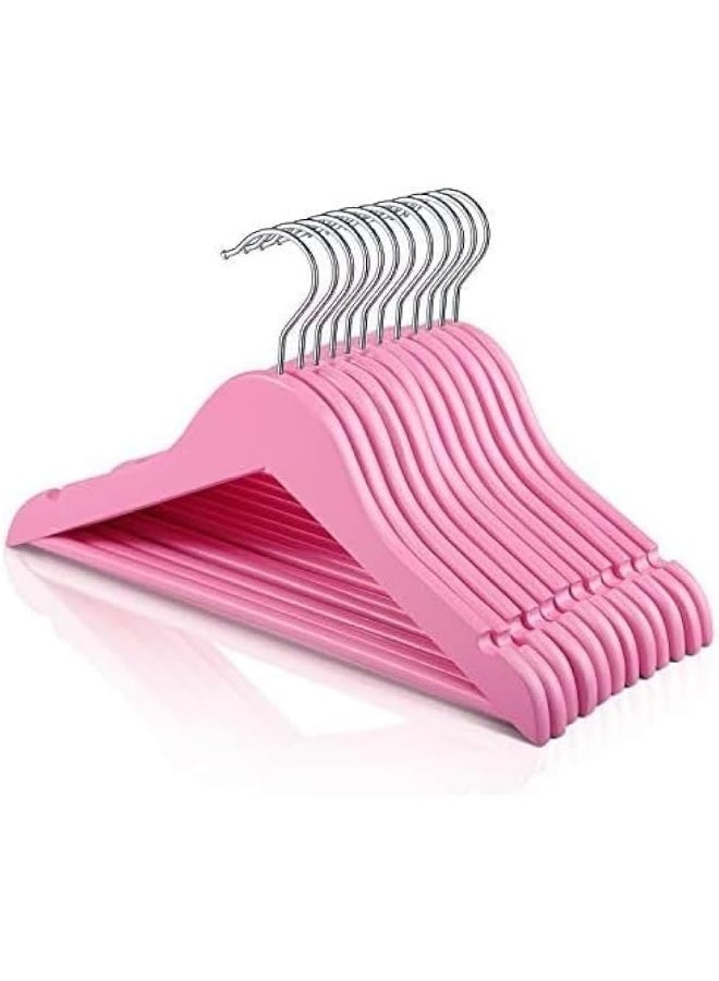 HOUSE DAY 20 Pack Pink Colour Children's Wooden Clothes Hangers, Space Saving, 360° Rotating Hook, Non-Slip, for Coats, Suits, Trousers and Jackets - Image 1