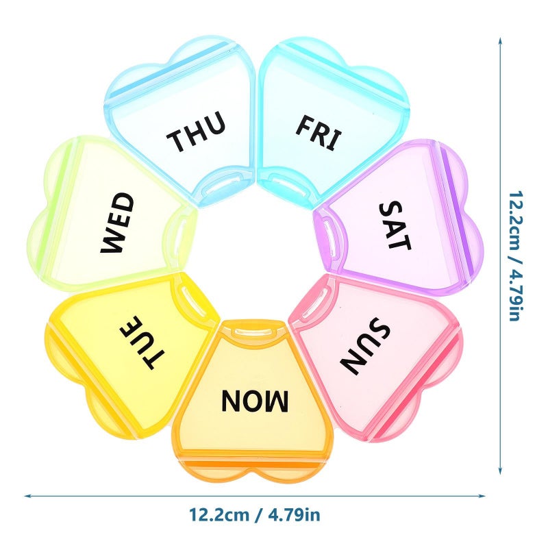 Weekly Pill Organizer 7 Day Portable Flower Shaped Plastic Case with Lid for Travel Medication Storage - Image 3