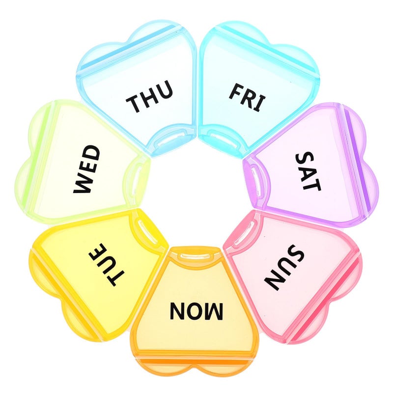Weekly Pill Organizer 7 Day Portable Flower Shaped Plastic Case with Lid for Travel Medication Storage - Image 2