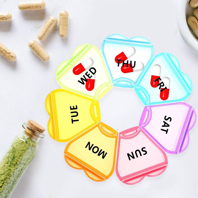 Weekly Pill Organizer 7 Day Portable Flower Shaped Plastic Case with Lid for Travel Medication Storage - Image 5
