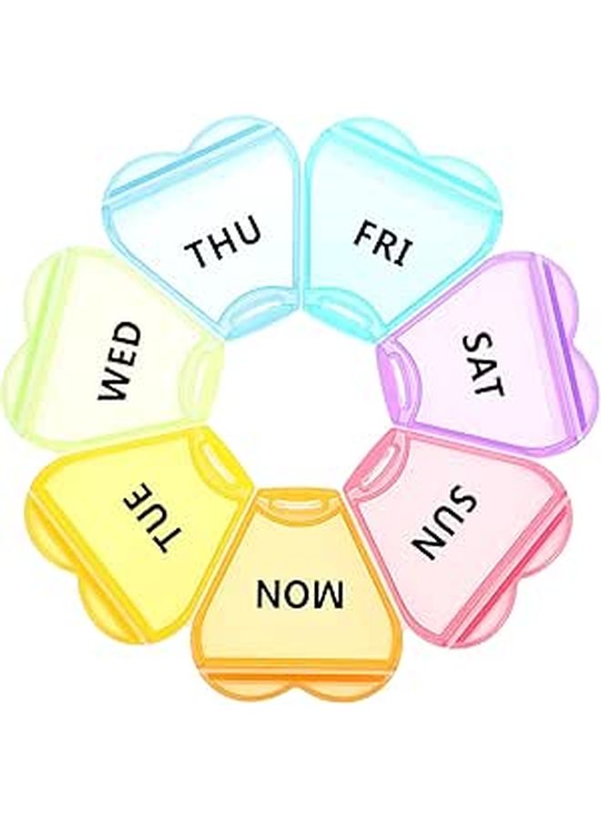 Weekly Pill Organizer 7 Day Portable Flower Shaped Plastic Case with Lid for Travel Medication Storage - Image 1