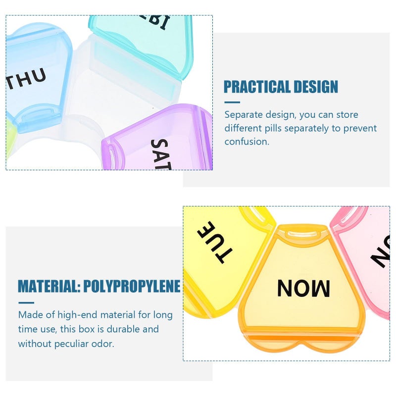 Weekly Pill Organizer 7 Day Portable Flower Shaped Plastic Case with Lid for Travel Medication Storage - Image 4
