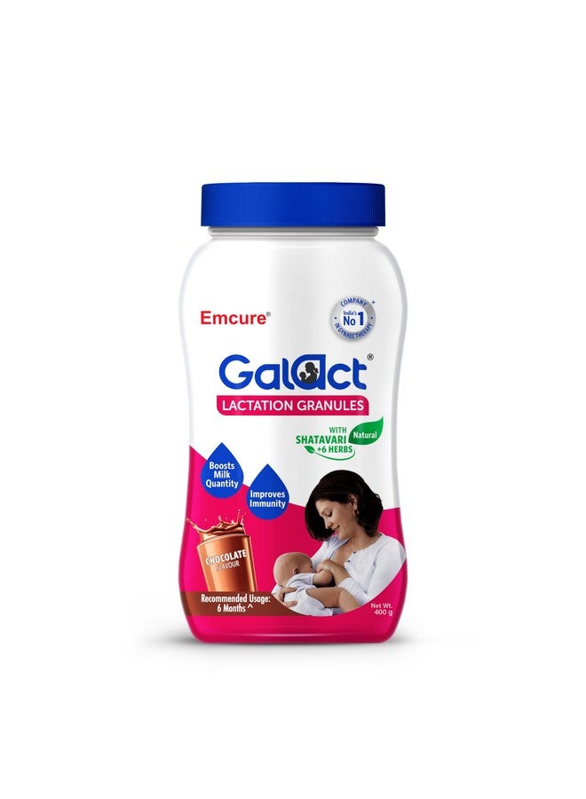 Galact Lactation Supplement with Shatavari, Chocolate Flavor, 400g | 20-Day Pack | 2 Scoops per serving with milk | Galact Granules for Breastfeeding | From Emcure Pharmaceuticals Ltd. - Image 1