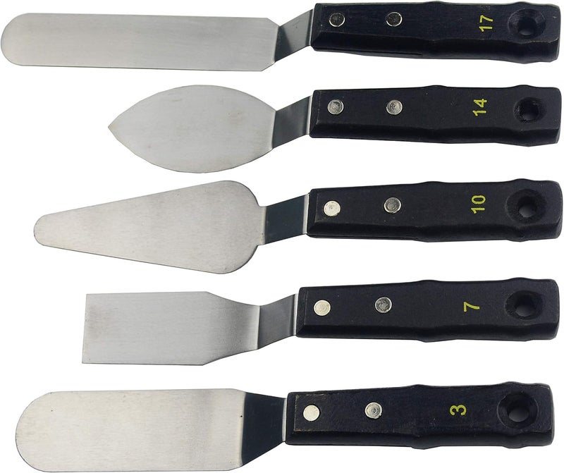 AebDerp Large Painting Knife 5pcs by Acrylic Paint Knife with Stainless Steel Palette Knives for Artist Painting Supply - Image 1