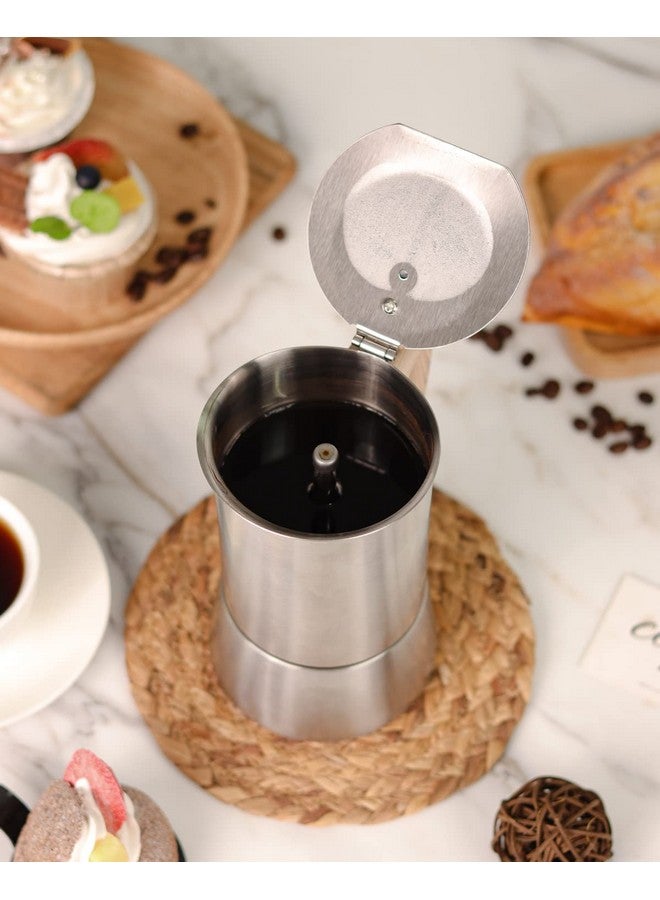 Sivaphe Stovetop Espresso Maker Stainless-Steel, 2 Cups Coffee Maker Induction Moka Pot, 100ml Moka Campaing Coffee Pot, Induction Italian Mocha Pot with Step-by-step Instructions(1 Cup=50ml) - Image 4