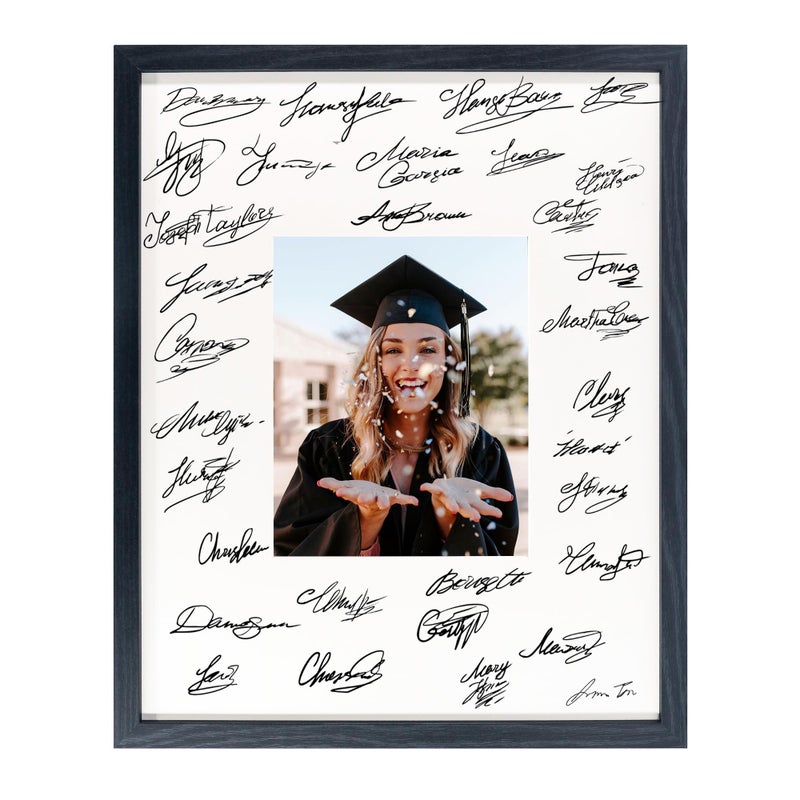 GraduatePro 16x20 Signature Picture Frame Board for 8x10 Photo with Signable Mat for Birthday Party Graduation Wedding Guest Book