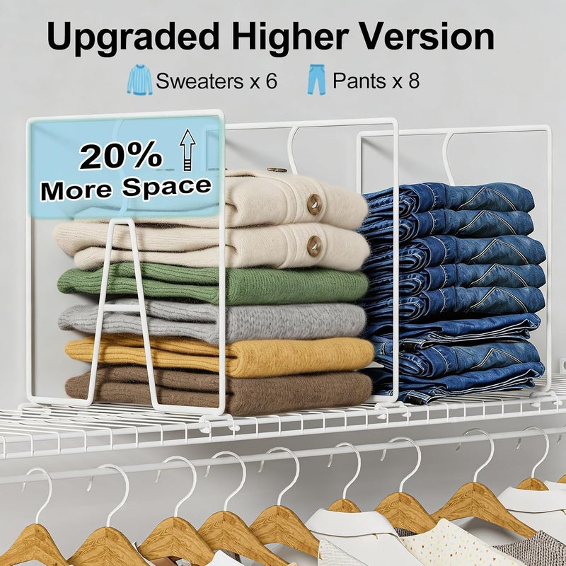 SortNStore Wire Shelf Dividers for Closet: 12-inch Tall 12-inch Deep 6 Pack Wire Rack Accessories - Adjustable Purse Organizer for Clothes Handbags - Metal Linen Closet Pantry Separators - Image 4