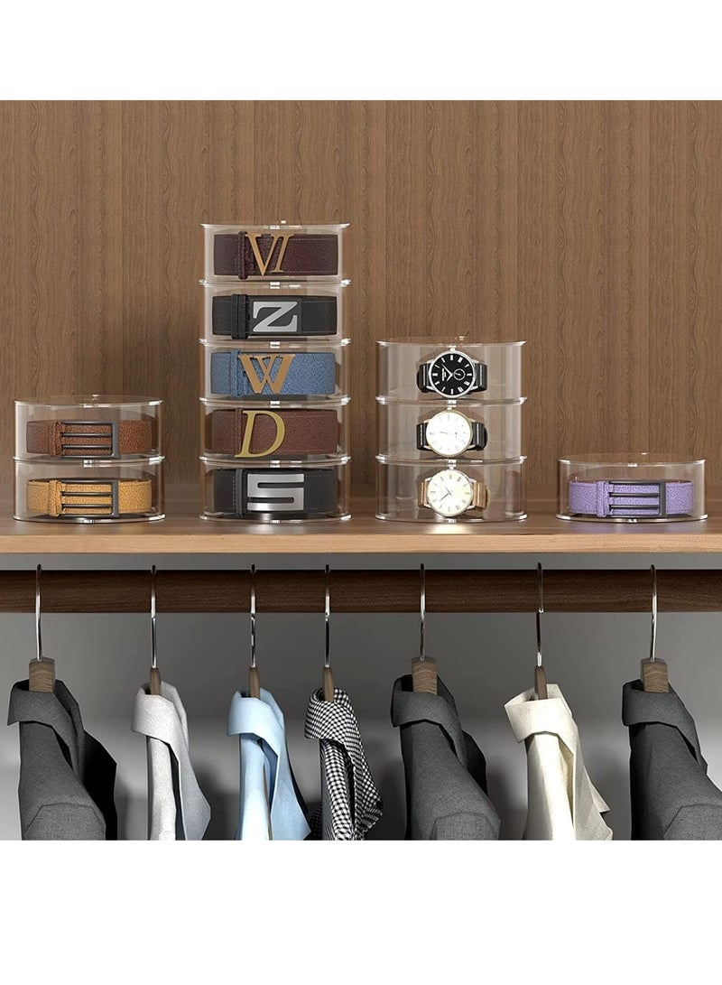5 Layers Acrylic Belt And Watch Organizer for Closet,Stackable Belt Case Storage Holder and Display for Accessories like Jewelry,Watch,Bracelets,5 Compartments Display Case for Tie and Bow Tie  - Image 3