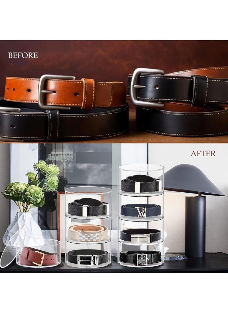5 Layers Acrylic Belt And Watch Organizer for Closet,Stackable Belt Case Storage Holder and Display for Accessories like Jewelry,Watch,Bracelets,5 Compartments Display Case for Tie and Bow Tie  - Image 4
