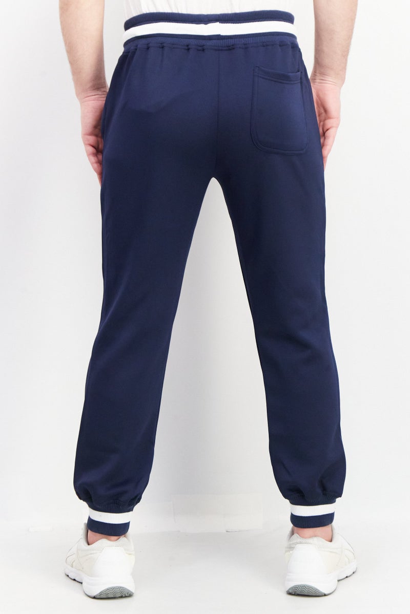 Le tigre Men Drawstring Brand Logo Pull-On Track Pant, Navy Blue Combo - Image 3