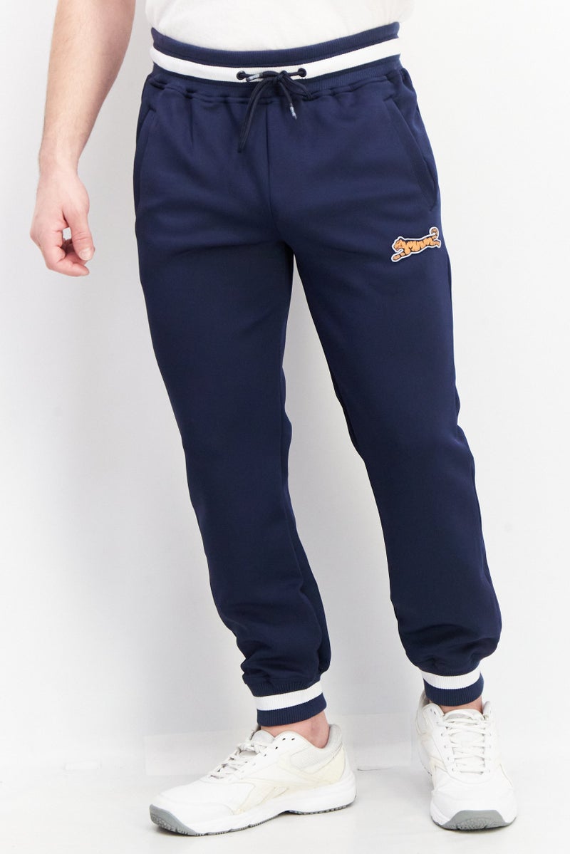 Le tigre Men Drawstring Brand Logo Pull-On Track Pant, Navy Blue Combo - Image 1