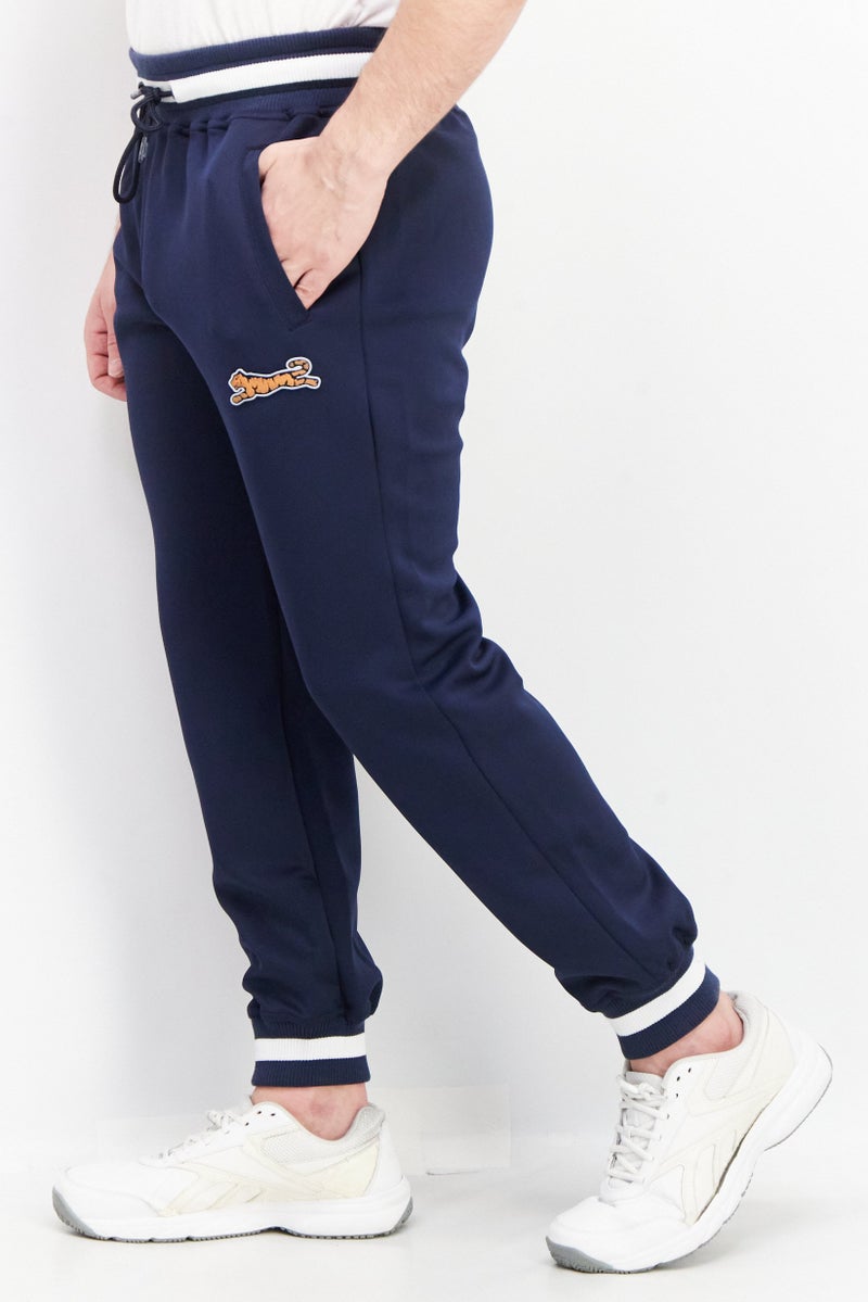 Le tigre Men Drawstring Brand Logo Pull-On Track Pant, Navy Blue Combo - Image 2