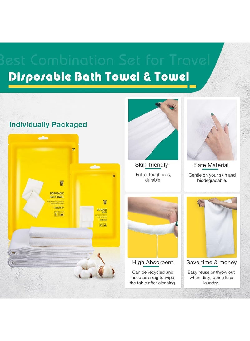 general Set of 4 Travel Disposable Bedding Sheets, Disposable Bedding Sheets, Business Travel Hotel Travel Outdoor Camping Sheets, 1 Duvet Cover, 1 Sheet and 2 Pillowcases, 2 Towels, 2 Bath Towels - Image 3