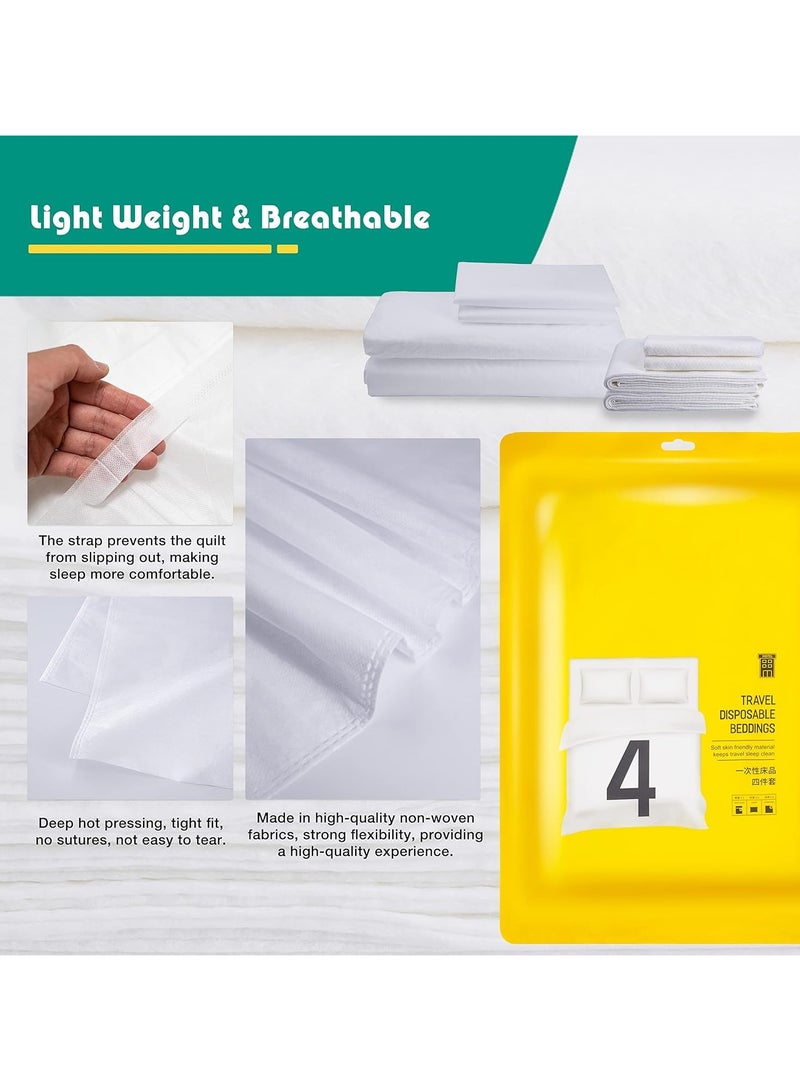 general Set of 4 Travel Disposable Bedding Sheets, Disposable Bedding Sheets, Business Travel Hotel Travel Outdoor Camping Sheets, 1 Duvet Cover, 1 Sheet and 2 Pillowcases, 2 Towels, 2 Bath Towels - Image 4