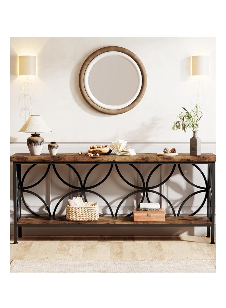 keke Side Table with Storage Shelves, Narrow Long Console Table for Entryway, Living Room Hallway - Image 4