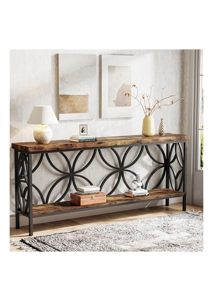 keke Side Table with Storage Shelves, Narrow Long Console Table for Entryway, Living Room Hallway - Image 2