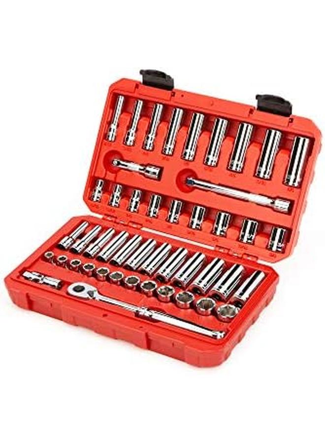 Tekton 3 8 Inch Drive 6 Point Socket And Ratchet Set 46 Piece 5 16 3 4 Inch 8 19 Mm Skt15301 - Image 2