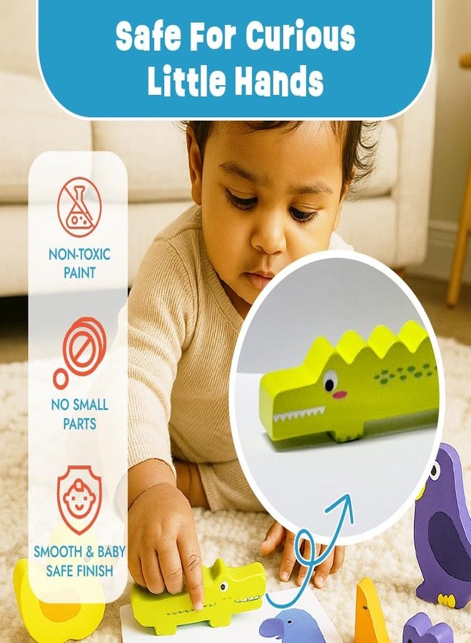 LiLLBUD Wooden Animal Figurines for Toddlers - Montessori Pretend Play Set (12+ Months), 5 Handcrafted Wild Creatures, Smooth Edges, Safe & BIS Approved Gift for Boys & Girls - Image 4