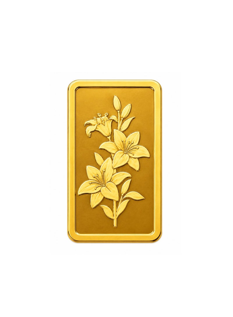 Zewer 1g 24K 999.9 Fine Gold Bar with Floral Design - Image 5