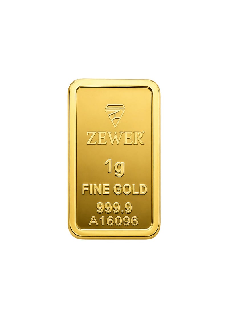 Zewer 1g 24K 999.9 Fine Gold Bar with Floral Design - Image 4