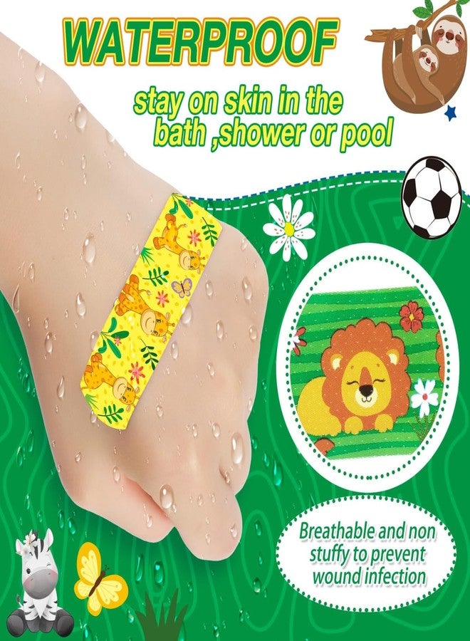 Ahamo Cartoon Bandaids for Kids - 100 Jungle Animal Adhesive Bandages | Waterproof Wound Protection with 10 Assorted Fun Designs | Skin-Friendly for Toddlers & Children - Image 4