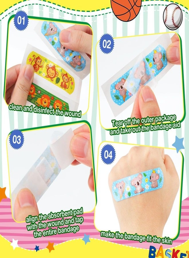 Ahamo Cartoon Bandaids for Kids - 100 Jungle Animal Adhesive Bandages | Waterproof Wound Protection with 10 Assorted Fun Designs | Skin-Friendly for Toddlers & Children - Image 3